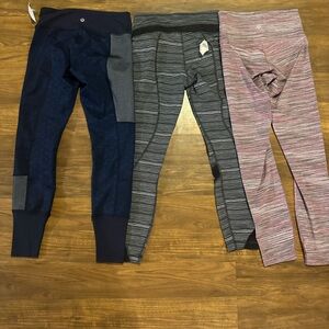 lululemon Legging Trio — Navy, Gray, Pink Space-Dye
